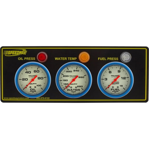 AutoMeter Ultra-Nite 3 Gauge Panel,Oil/Fuel Press,Water Temp