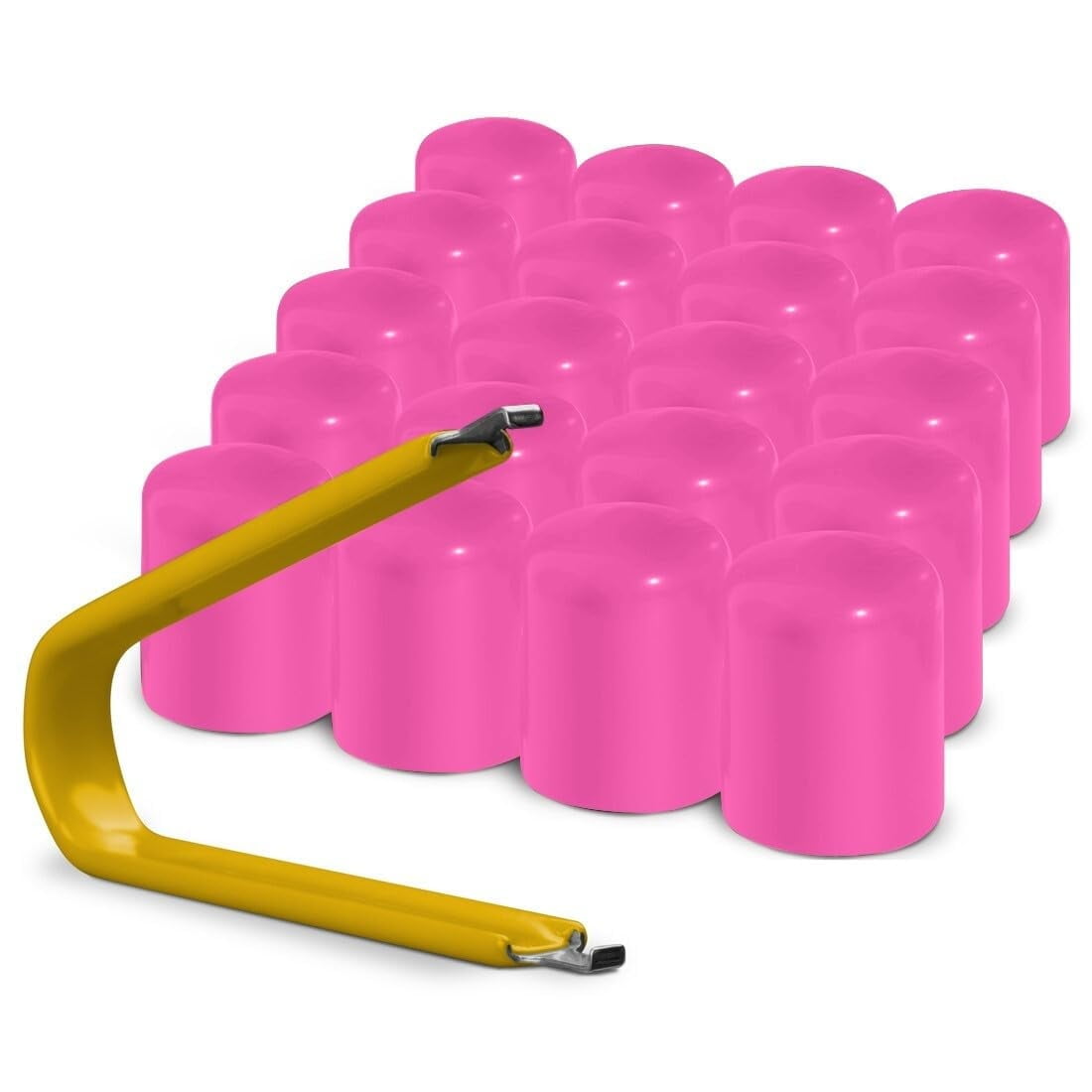 AutoMotivated Aftermarket ColorLugs Vinyl Lug Nut Cover | Wheel Lug Nut Cap | Fits 17 mm | Includes Deluxe Extractor | Bubble Gum Pink (Pack of 20)