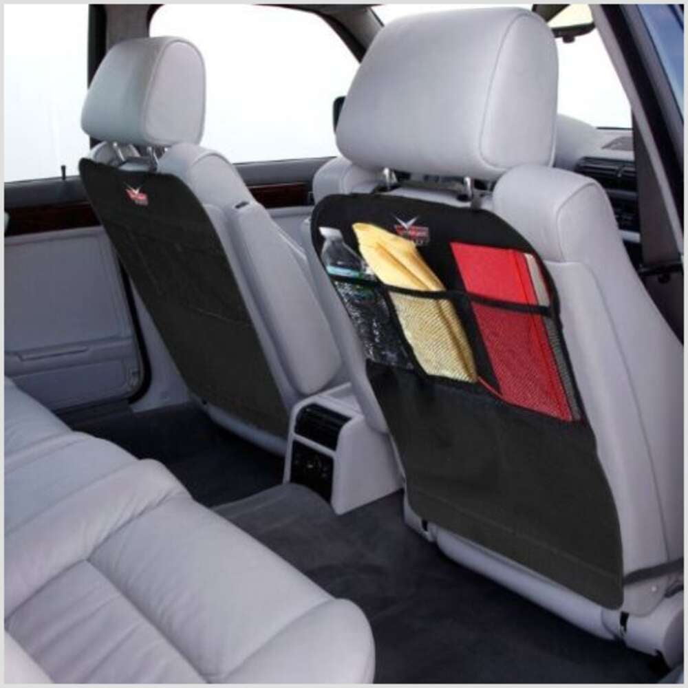 AutoMuko Car Kick Mats with Organizer Thick Waterproof Seat Back