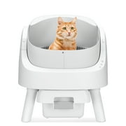 PetPivot Large Multi-Cat Family Automatic Cat Litter Box with Safety Protection, Mat and Trash Bags Included, White