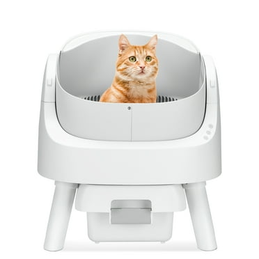 PetPivot Large Multi-cat Family Automatic Cat Litter Box with Safety Protection, Mat and Trash Bags Included, White