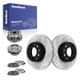 thumbnail image 1 of AutoShack Rear Solid Drilled & Slotted E-Coated Brake Rotors + Ceramic Pads + Hub Bearing Assembly 8-PC Brake Kit Replacement for 2018-2023 Jeep Compass 2025 Jeep Compass ShadowGuard 10.94" (278 mm), 1 of 5