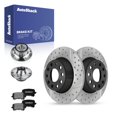 thumbnail image 1 of AutoShack Rear Solid Drilled & Slotted E-Coated Brake Rotors + Ceramic Pads + Hub Bearing Assembly 8-PC Brake Kit Replacement for 2012-2017 Volkswagen Tiguan 2015 Audi Q3 ShadowGuard 11.09" (282 mm), 1 of 5