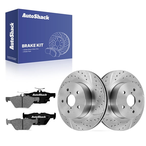 AutoShack Rear Vented Silver Zinc Coated Rotors 11.81" (300 mm) & Pads, Compatible with Subaru Outback 2015-2026 AWD 2.4L 2.5L 3.6L