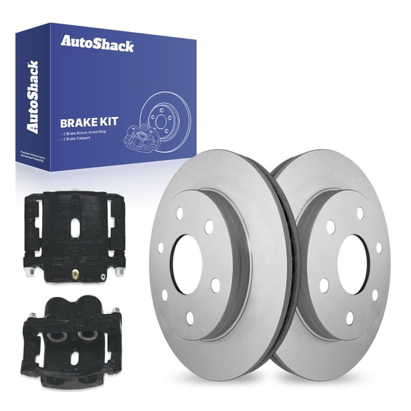 AutoShack 12.01" (305 mm) Front Vented Brake Rotors Coated + Calipers Black | Replacement for 2007 Chevrolet Silverado 1500 Classic 2007 GMC Sierra 1500 Classic | 4-PC Brake Kit | ArmorStop