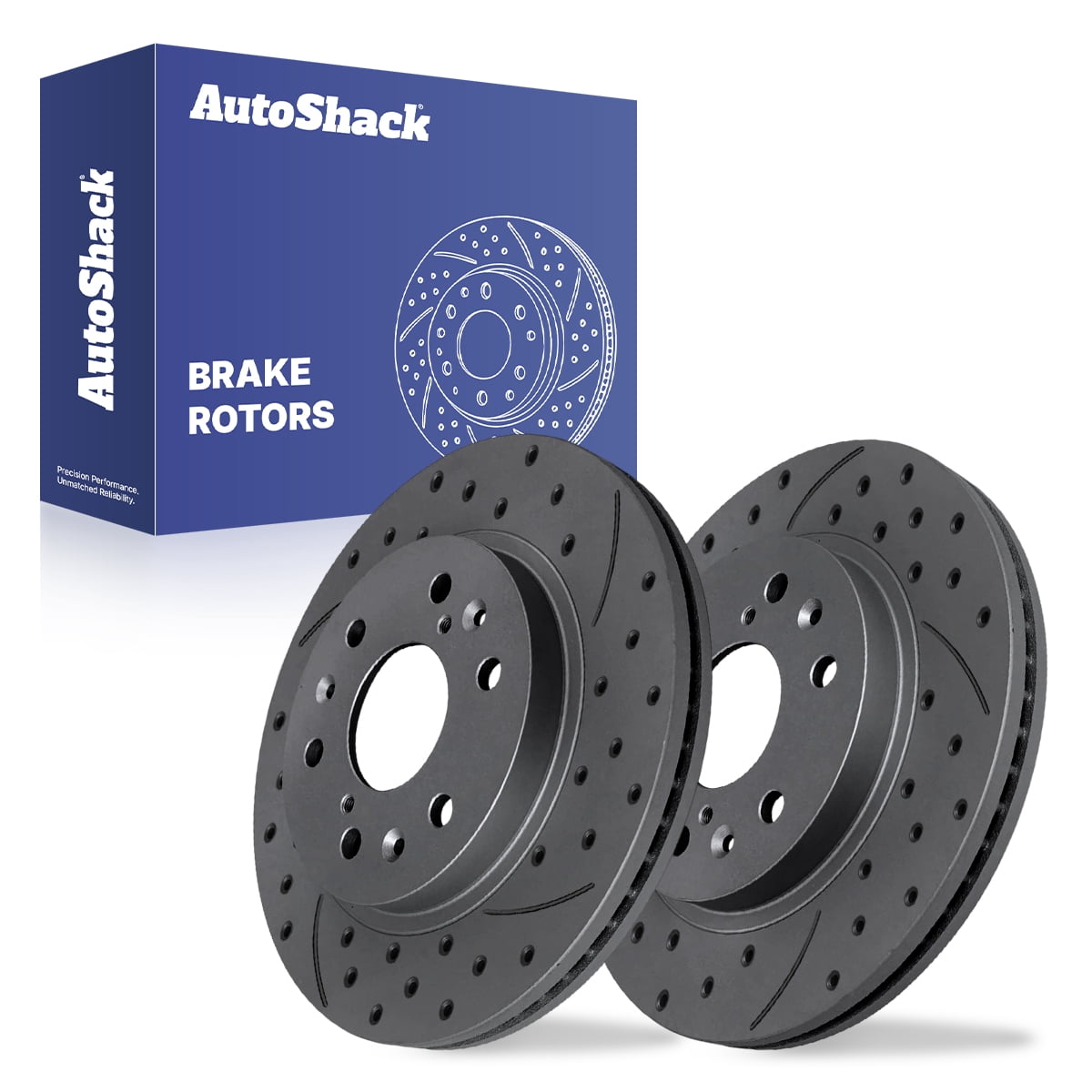 AutoShack Front Brake Rotors for Chevrolet, Silverado 1500 2005-2018, 4WD RWD V6 4.3L V8 4.8L 5.3L 6.0L 6.2L - Coated Drilled & Slotted - Black Matte Finish - BlackShield - 12.99" (329.9 mm), 6-Lug
