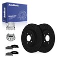 thumbnail image 1 of AutoShack Front Vented Drilled & Slotted E-Coated Brake Rotors Black Finish + Premium Ceramic Pads + Calipers 8-PC Brake Kit Replacement for 2015-2017 Lincoln MKT NightGuard 12.8" (325 mm), 1 of 4