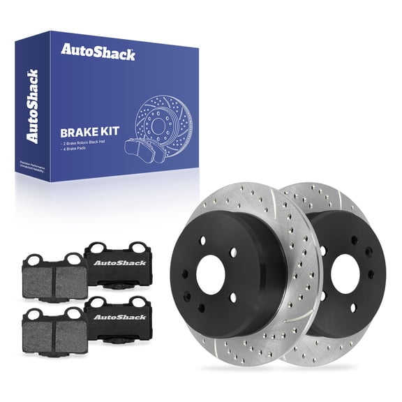 AutoShack Rear Brake Rotors & Premium Pads for Lexus, SC430 2002-2010 GS300 1998-2005 IS300 2001-2005, RWD L6 3.0L V8 4.3L - E-Coated Drilled & Slotted - ShadowGuard - 12.09" (307 mm), 5-Lug