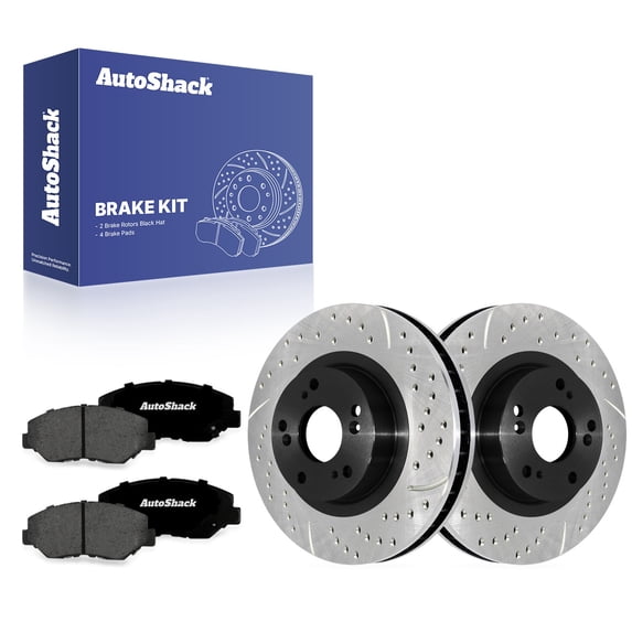 AutoShack Front Brake Rotors & Premium Pads for Honda & Acura, Civic 2012-2015 CR-V 2005-2006 ILX 2013-2015, FWD 4WD L4 2.4L - E-Coated Drilled & Slotted - ShadowGuard - 11.81" (300 mm), 5-Lug