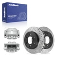 thumbnail image 1 of AutoShack Front Vented Drilled & Slotted E-Coated Brake Rotors + Calipers 4-PC Brake Kit Replacement for 2005-2008 Ford F-150 2006-2008 Lincoln Mark LT ShadowGuard 12.99" (330 mm), 1 of 5