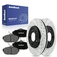 thumbnail image 1 of AutoShack Rear Drilled & Slotted Brake Rotors Premium Ceramic Brake Pads | Replacement for 2005-2011 Ford Mustang 4.0L 4.6L 5.4L V6 V8 RWD | E-Coated | 6-PC Brake Kit | ShadowGuard, 1 of 4