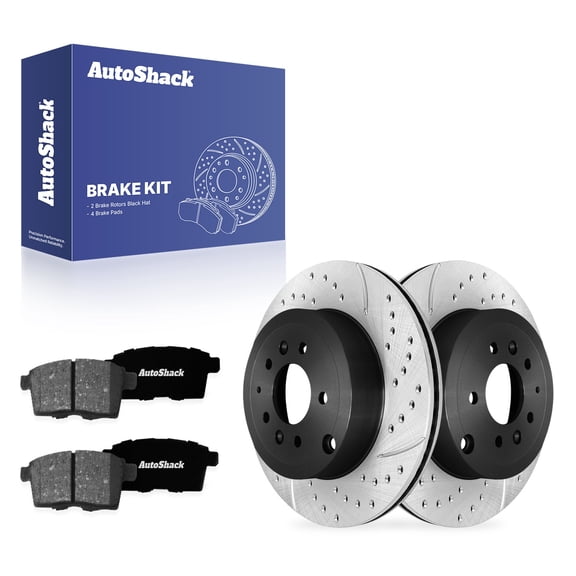 AutoShack Rear Brake Rotors & Premium Pads for Mazda, CX-9 2007-2015, AWD FWD V6 3.5L 3.7L - E-Coated Drilled & Slotted - ShadowGuard - 12.78" (324.6 mm), 5-Lug