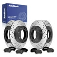 thumbnail image 1 of AutoShack Front Vented & Rear Vented Drilled & Slotted E-Coated Brake Rotors + Premium Ceramic Pads 12-PC Brake Kit Replacement for 2012 Ford F-250 Super Duty 2010 Ford F-250 Super Duty ShadowGuard, 1 of 5