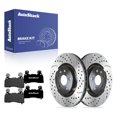 thumbnail image 1 of AutoShack Front Vented Drilled & Slotted E-Coated Brake Rotors + Premium Ceramic Pads 6-PC Brake Kit Replacement for 2010-2015 Chevrolet Camaro ShadowGuard 13.98" (355.2 mm), 1 of 4