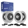 thumbnail image 1 of AutoShack Front & Rear Brake Rotors & Premium Pads for Nissan, TITAN 2011-2015 Armada 2012-2015, 4WD RWD V8 5.6L - E-Coated Drilled & Slotted - ShadowGuard, 1 of 5