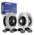 thumbnail image 1 of AutoShack Front Vented & Rear Solid Drilled & Slotted E-Coated Brake Rotors + Premium Ceramic Pads 12-PC Brake Kit Replacement for 2015-2018 Subaru Forester ShadowGuard, 1 of 4