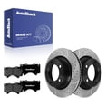 thumbnail image 1 of AutoShack Front Vented Drilled & Slotted E-Coated Brake Rotors + Premium Ceramic Pads 6-PC Brake Kit Replacement for 2007-2021 Toyota Tundra 2008-2022 Toyota Sequoia ShadowGuard 13.94" (354 mm), 1 of 5
