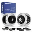 thumbnail image 1 of AutoShack Front Vented & Rear Vented Drilled & Slotted E-Coated Brake Rotors + Premium Ceramic Pads 12-PC Brake Kit Replacement for 2006-2014 Dodge Charger 2005-2014 Chrysler 300 ShadowGuard, 1 of 5