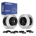 thumbnail image 1 of AutoShack Front Vented & Rear Vented Drilled & Slotted E-Coated Brake Rotors + Premium Ceramic Pads 12-PC Brake Kit Replacement for 2000-2006 GMC Yukon 2000-2006 Chevrolet Tahoe ShadowGuard, 1 of 5
