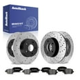 thumbnail image 1 of AutoShack Front Vented & Rear Solid Drilled & Slotted E-Coated Brake Rotors + Premium Ceramic Pads 12-PC Brake Kit Replacement for 2004-2008 Chevrolet Malibu 2006-2007 Pontiac G6 ShadowGuard, 1 of 5