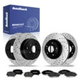 thumbnail image 1 of AutoShack Front & Rear Brake Rotors & Premium Pads for Honda & Acura, Pilot 2009-2015 MDX 2007-2013 ZDX 2010-2013, AWD FWD V6 3.5L 3.7L - E-Coated Drilled & Slotted - ShadowGuard, 1 of 5