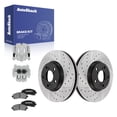 thumbnail image 1 of AutoShack Front Vented Drilled & Slotted E-Coated Brake Rotors + Ceramic Pads + Calipers 8-PC Brake Kit Replacement for 2006-2011 Honda Ridgeline ShadowGuard 12.6" (320 mm), 1 of 5