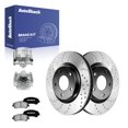 thumbnail image 1 of AutoShack Front Vented Drilled & Slotted E-Coated Brake Rotors + Ceramic Pads + Calipers 8-PC Brake Kit Replacement for 2008-2013 Nissan Rogue ShadowGuard 11.65" (295.8 mm), 1 of 5