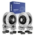 thumbnail image 1 of AutoShack Front Vented & Rear Vented Drilled & Slotted E-Coated Brake Rotors + Ceramic Pads + Calipers 16-PC Brake Kit Replacement for 2012-2013 Dodge Charger ShadowGuard, 1 of 4