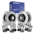 thumbnail image 1 of AutoShack Front & Rear Brake Rotors, Ceramic Pads & Calipers for Hyundai, Veloster 2016-2017 Elantra GT 2017, FWD L4 1.6L 2.0L - E-Coated Drilled & Slotted - ShadowGuard, 1 of 5