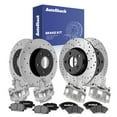 thumbnail image 1 of AutoShack Front Vented & Rear Solid Drilled & Slotted E-Coated Brake Rotors + Ceramic Pads + Calipers 16-PC Brake Kit Replacement for 2005-2009 Buick LaCrosse 2005-2008 Pontiac Grand Prix ShadowGuard, 1 of 5