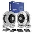 thumbnail image 1 of AutoShack Front Vented & Rear Solid Drilled & Slotted E-Coated Brake Rotors + Ceramic Pads + Calipers 16-PC Brake Kit Replacement for 2011-2013 Chevrolet Impala ShadowGuard, 1 of 5