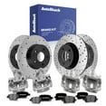 thumbnail image 1 of AutoShack Front Vented & Rear Solid Drilled & Slotted E-Coated Brake Rotors + Ceramic Pads + Calipers 16-PC Brake Kit Replacement for 2004-2012 Chevrolet Malibu 2006-2010 Pontiac G6 ShadowGuard, 1 of 5