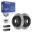 thumbnail image 1 of AutoShack Rear Solid Drilled & Slotted E-Coated Brake Rotors + Ceramic Pads + Calipers 8-PC Brake Kit Replacement for 2004-2008 Acura TL 2003-2011 Honda Element ShadowGuard 11.1" (282 mm), 1 of 5