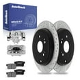 thumbnail image 1 of AutoShack Rear Drilled & Slotted Brake Rotors Ceramic Brake Pads Calipers | Replacement for 2005-2006 Honda CR-V 2.4L 4WD FWD | E-Coated | 8-PC Brake Kit | ShadowGuard, 1 of 5