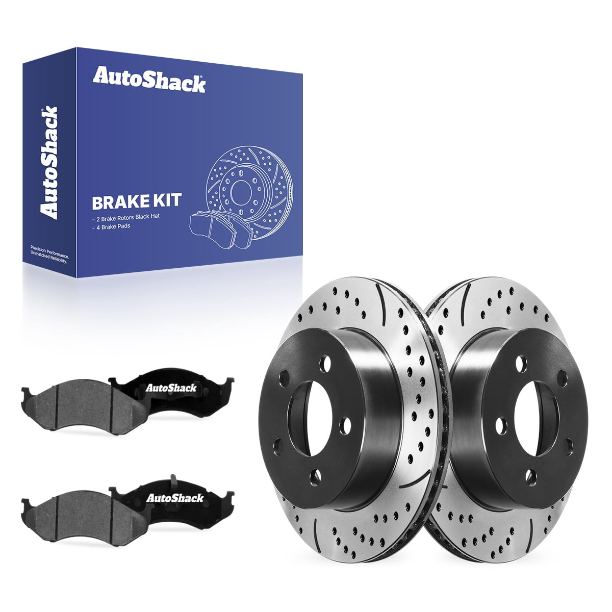 AutoShack Front Brake Rotors & Ceramic Pads for Jeep, Wrangler 1999-2006 Cherokee 1999-2001, 4WD RWD L4 2.4L 2.5L L6 4.0L - E-Coated Drilled & Slotted - ShadowGuard - 11.04" (280.3 mm), 5-Lug