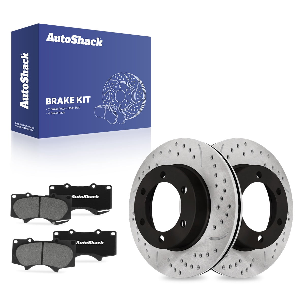 AutoShack Front Brake Rotors & Ceramic Pads for Toyota, Tundra 2000-2006 Sequoia 2001-2007, 4WD RWD V6 3.4L 4.0L V8 4.7L - E-Coated Drilled & Slotted - ShadowGuard - 12.55" (318.7 mm), 6-Lug
