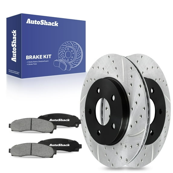 AutoShack Front Brake Kit Replacement for Saturn Vue Chevrolet Equinox Drilled & Slotted E-Coated Disc Brake Rotors Black Ceramic Brakes Pads 11.65" 296 mm SCDPR6508265082913