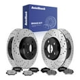 thumbnail image 1 of AutoShack Front Vented & Rear Solid Drilled & Slotted E-Coated Brake Rotors + Ceramic Pads 12-PC Brake Kit Replacement for 2008-2012 Jeep Liberty 2007-2011 Dodge Nitro ShadowGuard, 1 of 4