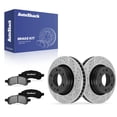 thumbnail image 1 of AutoShack Front Vented Drilled & Slotted E-Coated Brake Rotors + Ceramic Pads 6-PC Brake Kit Replacement for 2006-2009 Chevrolet Trailblazer 2006-2009 GMC Envoy ShadowGuard 11.89" (302 mm), 1 of 5