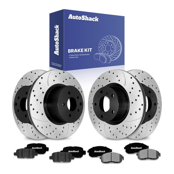 AutoShack Front Vented & Rear Vented E-Coated Rotors & Ceramic Pads, Compatible with INFINITI G35 2003-2005 AWD RWD 3.5L