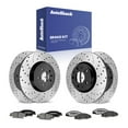 thumbnail image 1 of AutoShack Front Vented & Rear Vented Drilled & Slotted E-Coated Brake Rotors + Ceramic Pads 12-PC Brake Kit Replacement for 2003-2007 Cadillac CTS 2005-2008 Cadillac STS ShadowGuard, 1 of 5