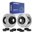 thumbnail image 1 of AutoShack Front Vented & Rear Solid Drilled & Slotted E-Coated Brake Rotors + Ceramic Pads 12-PC Brake Kit Replacement for 2003-2011 Honda Element ShadowGuard, 1 of 5