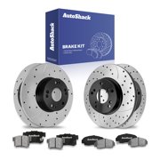 AutoShack Front & Rear Brake Rotors & Ceramic Pads for Acura, CSX 2006, 2008-2011, FWD L4 2.0L - E-Coated Drilled & Slotted - ShadowGuard