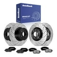 thumbnail image 1 of AutoShack Front Vented & Rear Solid Drilled & Slotted E-Coated Brake Rotors + Ceramic Pads 12-PC Brake Kit Replacement for 2009-2013 Nissan Altima ShadowGuard, 1 of 5