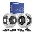 thumbnail image 1 of AutoShack Front & Rear Drilled & Slotted Brake Rotors Ceramic Brake Pads | Replacement for Chevrolet SSR Trailblazer EXT GMC Envoy XL Isuzu Ascender V8 | E-Coated | 12-PC Brake Kit | ShadowGuard, 1 of 5