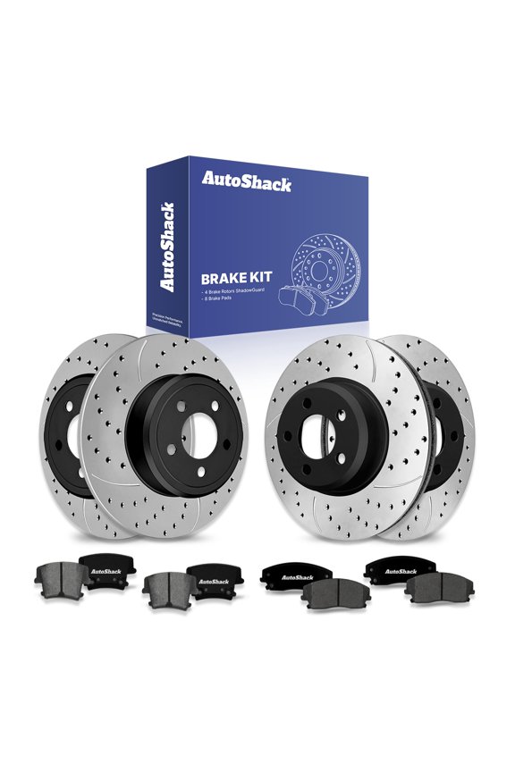 Front & Rear Brake Rotors & Ceramic Pads for Dodge & Chrysler, Charger 2006-2016, 2018-2020, 2023 300 2005-2023, RWD AWD V6 2.7L 3.5L 3.6L - E-Coated Drilled & Slotted - ShadowGuard