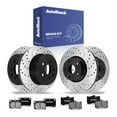 thumbnail image 1 of AutoShack Front Vented & Rear Vented Drilled & Slotted E-Coated Brake Rotors + Ceramic Pads 12-PC Brake Kit Replacement for 2007-2011 Lexus GS350 2006-2013 Lexus IS350 ShadowGuard, 1 of 5