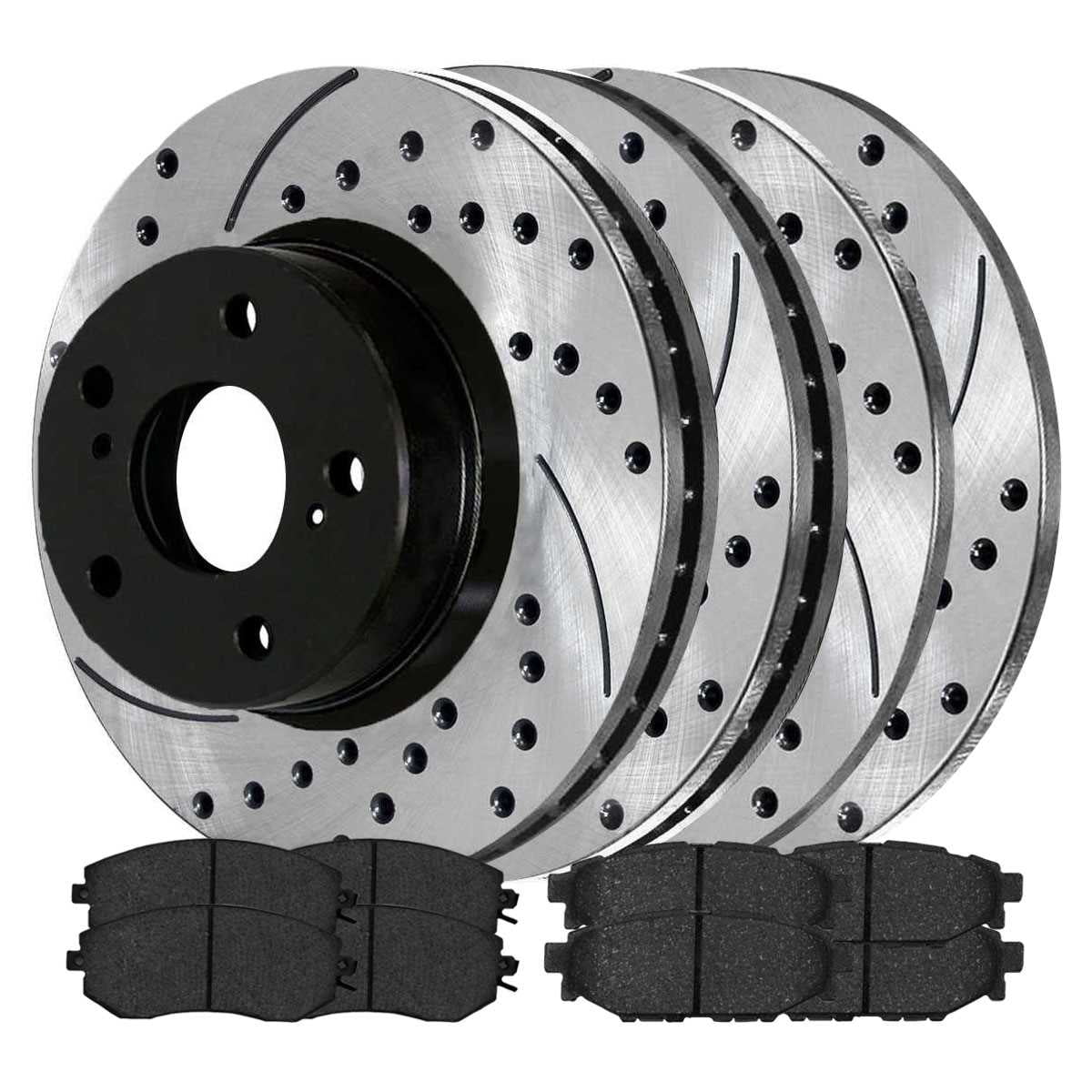 Front & Rear Drilled & Slotted Brake Rotors + Ceramic Pads Kit For Subaru Outback/Legacy