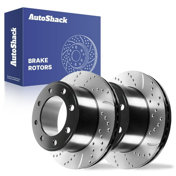 AutoShack Front Brake Rotors for Ford, F-250 Super Duty 1999-2004 F-350 Super Duty 1999-2004, 4WD V8 5.4L 6.0L 7.3L V10 6.8L - E-Coated Drilled & Slotted - ShadowGuard - 13.02" (330.7 mm), 8-Lug