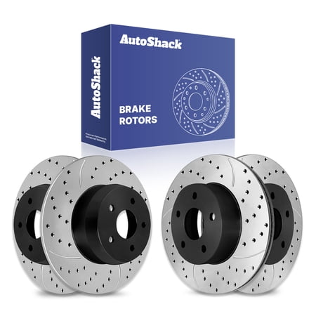 AutoShack Front & Rear Brake Rotors for Jeep, Grand Cherokee 1999-2004, AWD RWD 4WD L6 4.0L V8 4.7L - E-Coated Drilled & Slotted - ShadowGuard